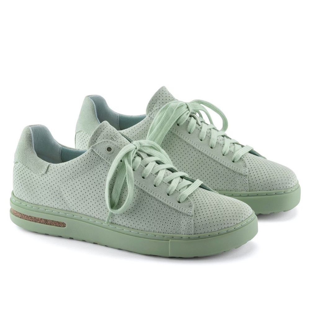Birkenstocks Bend Low Suede Embossed Sneakers in Green Matcha Sz 38 - Picture 15 of 15